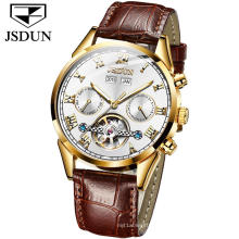 Men Hand Watch Luxury Brand JSDUN Automatic Mechanical Watch Water Resistant Genuine Leather Calendar Relojes Men Clock